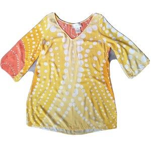 Julie Brown Women's Yellow  V Neck Top  Beach Tunic Summer Size 2